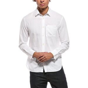Gas Mens  Linen-Blend Shirt, White